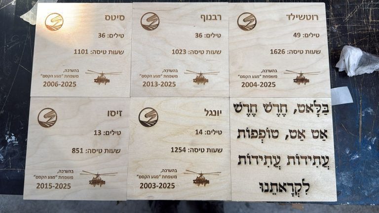 6 בלוקים מעץ עם חריטה לטייסים