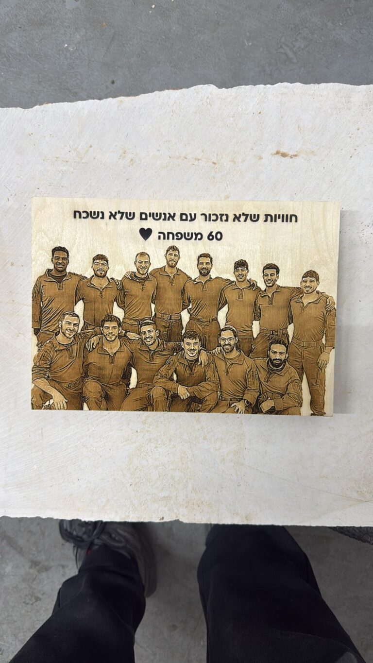 בלוק עץ עם תמונה של כל היחידה