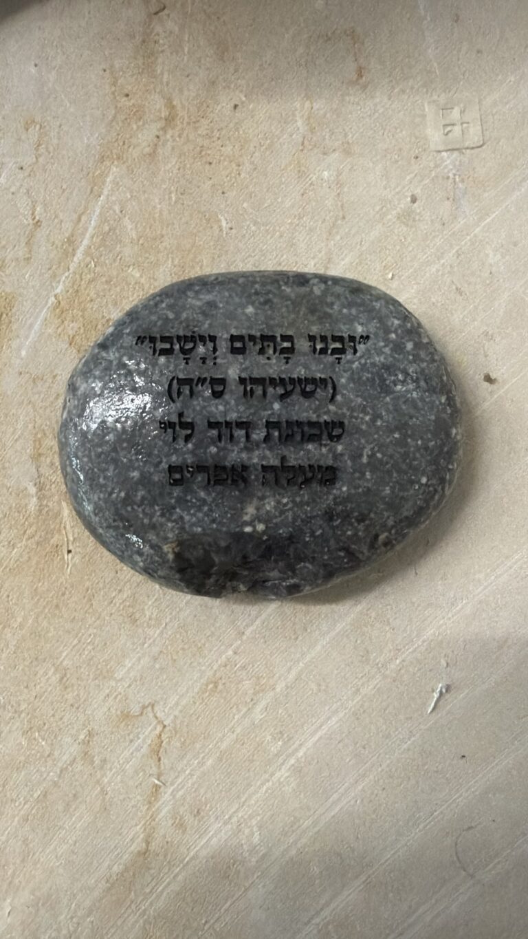 חריטה על חלוק נחל ובנו בתים וישבו שכונת דוד לוי מעלה אפרים