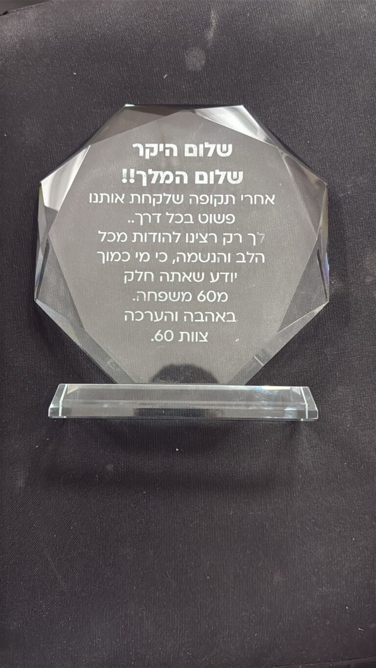 מגן הוקרה מתומן שלום היקר שלום המלך