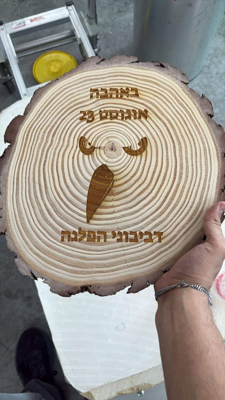 פרוסת גזע עץ עם אייקון דביבוני הפלגה
