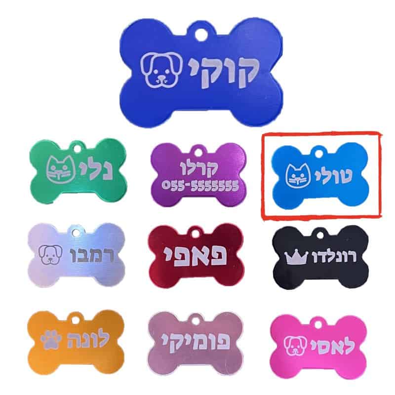 תג שם תכלת עם חריטה